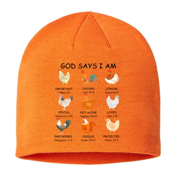 God Says I Am Chicken Christian Bible Funny Farm Chicken 8 1/2in Sustainable Knit Beanie