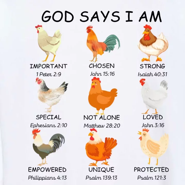 God Says I Am Chicken Christian Bible Funny Farm Chicken Garment-Dyed Sweatshirt