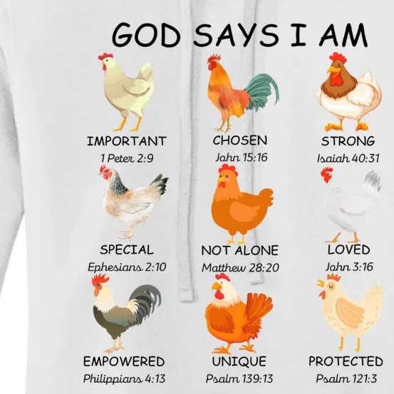 God Says I Am Chicken Christian Bible Funny Farm Chicken Women's Pullover Hoodie