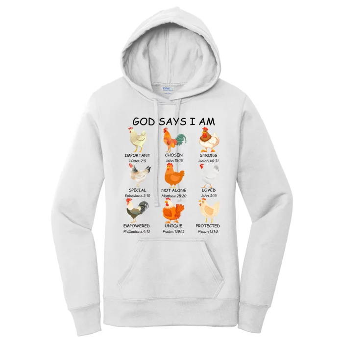 God Says I Am Chicken Christian Bible Funny Farm Chicken Women's Pullover Hoodie