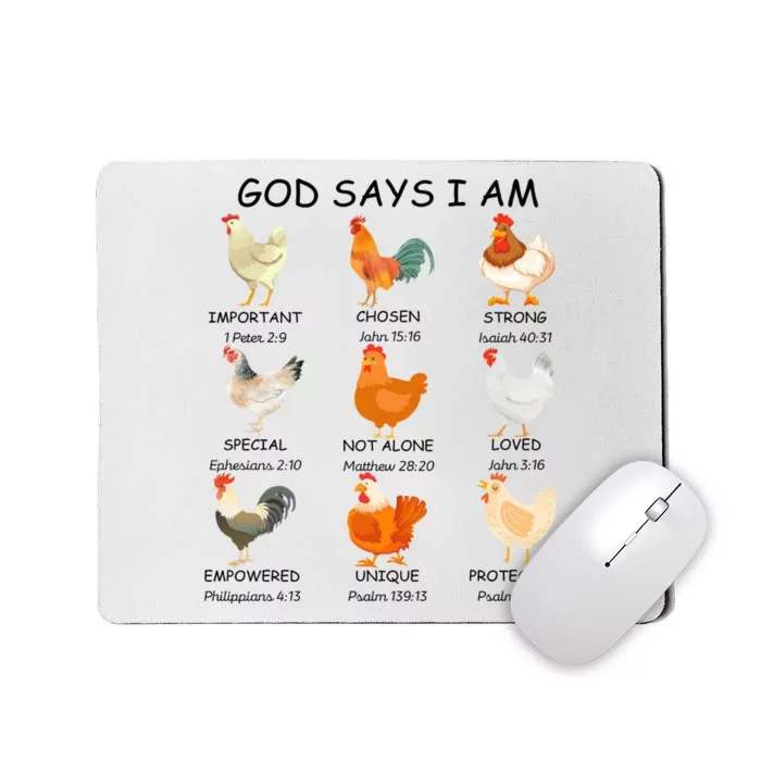 God Says I Am Chicken Christian Bible Funny Farm Chicken Mousepad