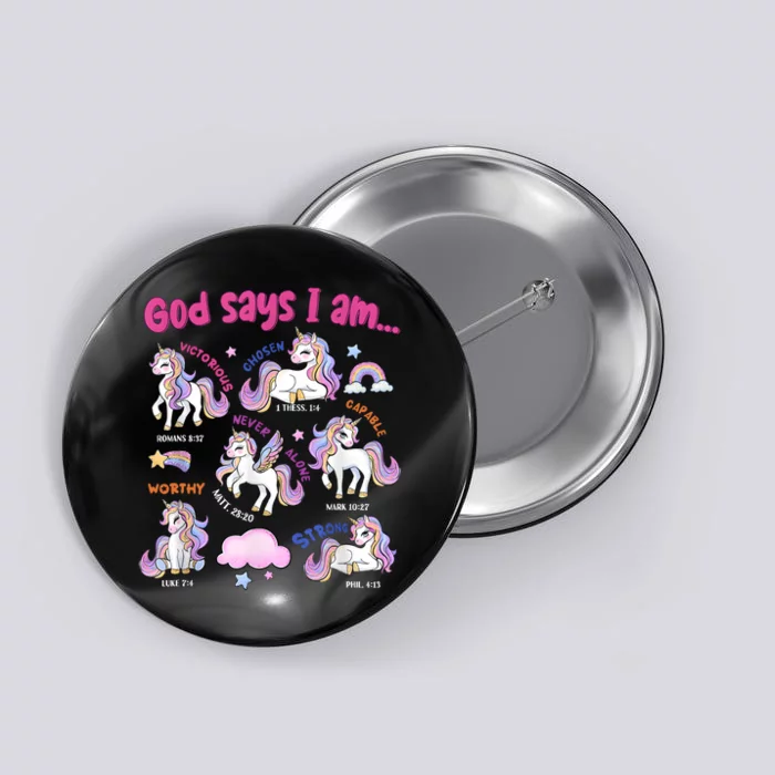 God Says I Am Cute Unicorn Bible Verse Button