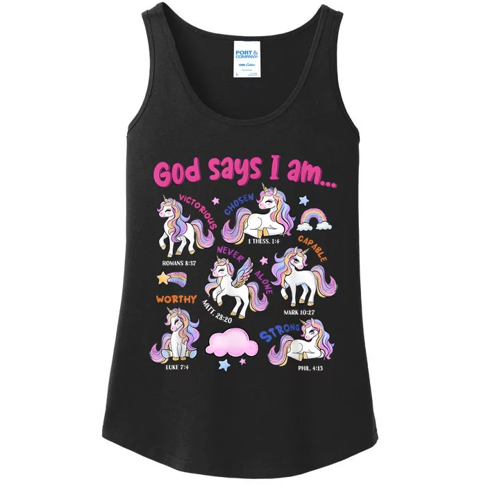 God Says I Am Cute Unicorn Bible Verse Ladies Essential Tank