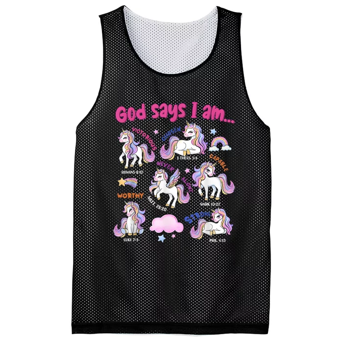 God Says I Am Cute Unicorn Bible Verse Mesh Reversible Basketball Jersey Tank