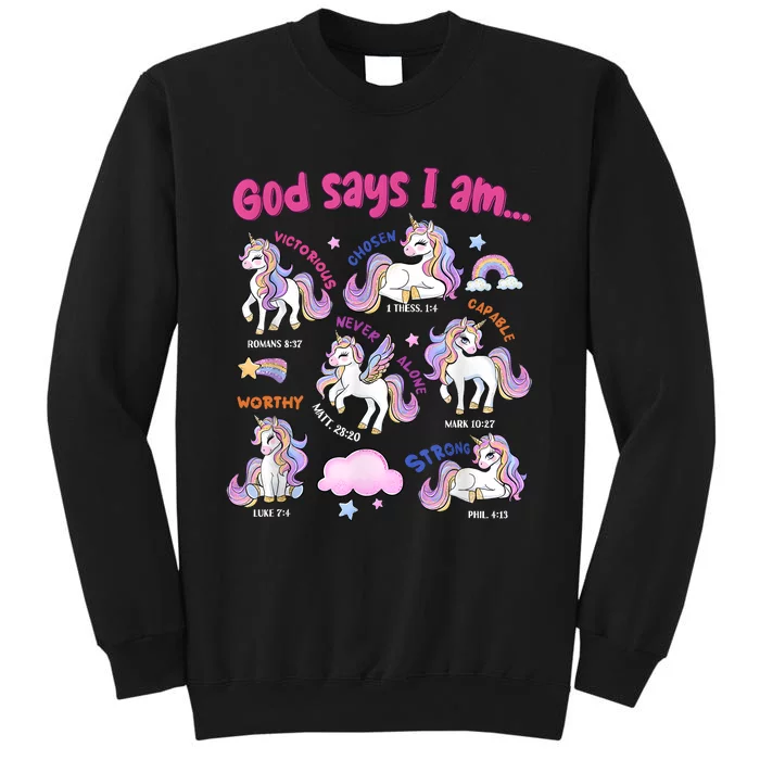 God Says I Am Cute Unicorn Bible Verse Tall Sweatshirt