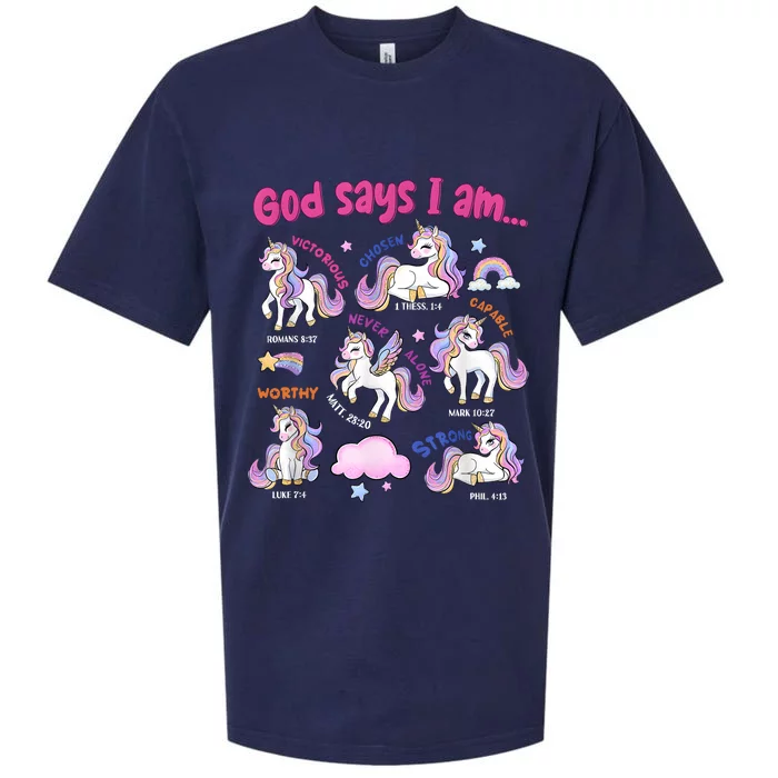 God Says I Am Cute Unicorn Bible Verse Sueded Cloud Jersey T-Shirt