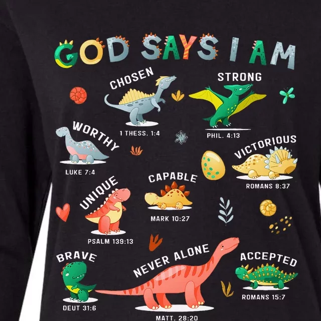 God Says I Am Dinosaur Womens Cotton Relaxed Long Sleeve T-Shirt