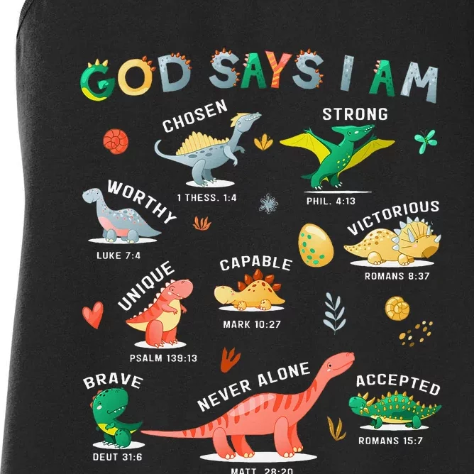 God Says I Am Dinosaur Women's Racerback Tank