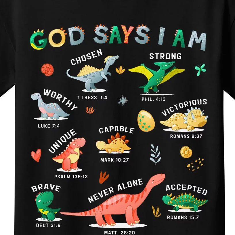 God Says I Am Dinosaur Kids T-Shirt