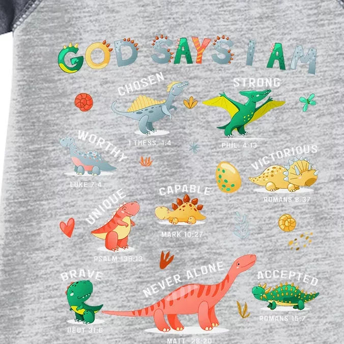 God Says I Am Dinosaur Infant Baby Jersey Bodysuit