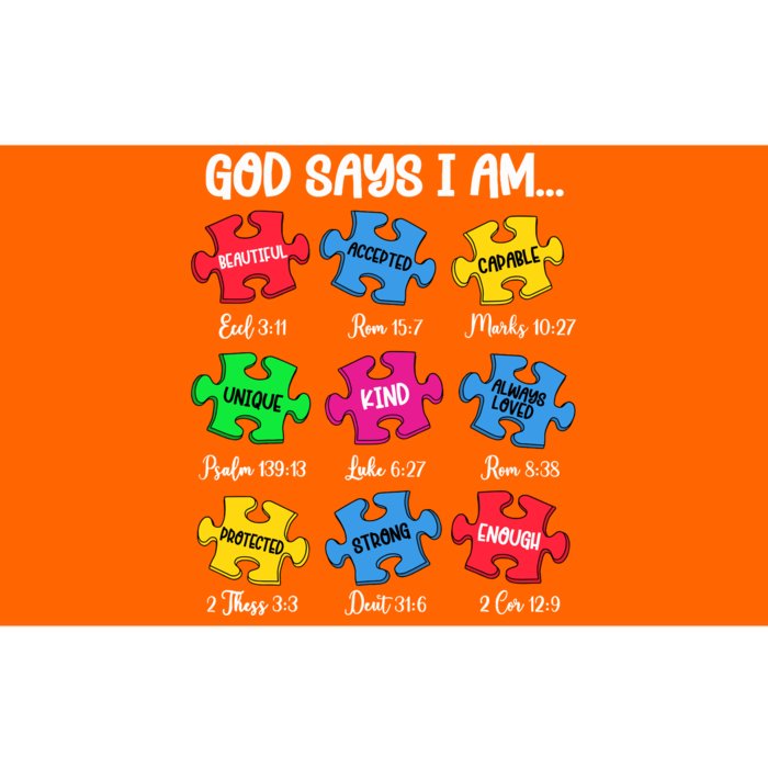 God Says I Am Bible Verses Christian Autism Awareness Puzzle Bumper Sticker