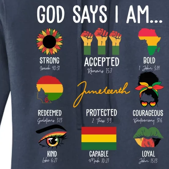 God Says I Am Celebrating Black Freedom 1865 Juneteenth Women's Pullover Hoodie