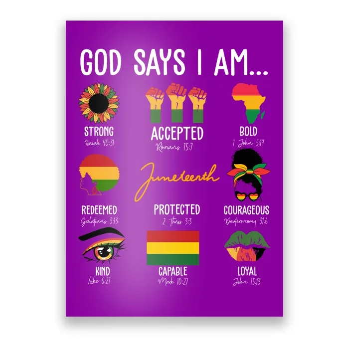 God Says I Am Celebrating Black Freedom 1865 Juneteenth Poster