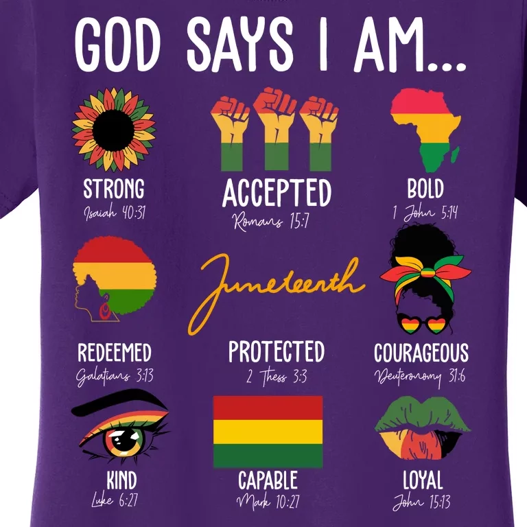 God Says I Am Celebrating Black Freedom 1865 Juneteenth Women's T-Shirt