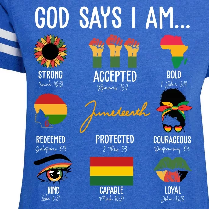 God Says I Am Celebrating Black Freedom 1865 Juneteenth Enza Ladies Jersey Football T-Shirt