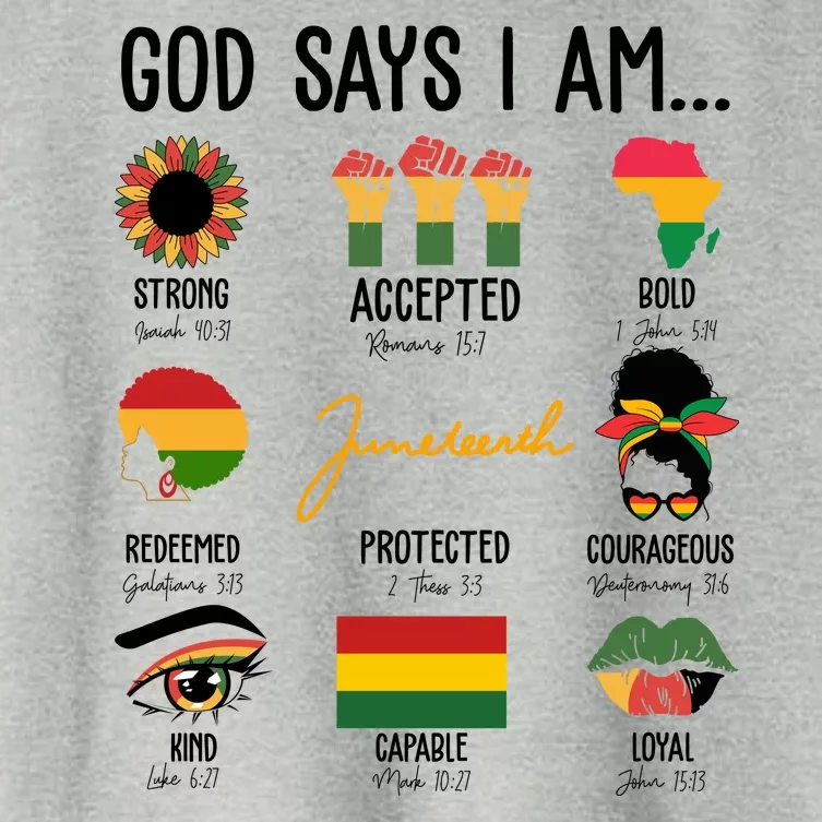 God Says I Am Celebrating Black Freedom 1865 Juneteenth Women's Crop Top Tee