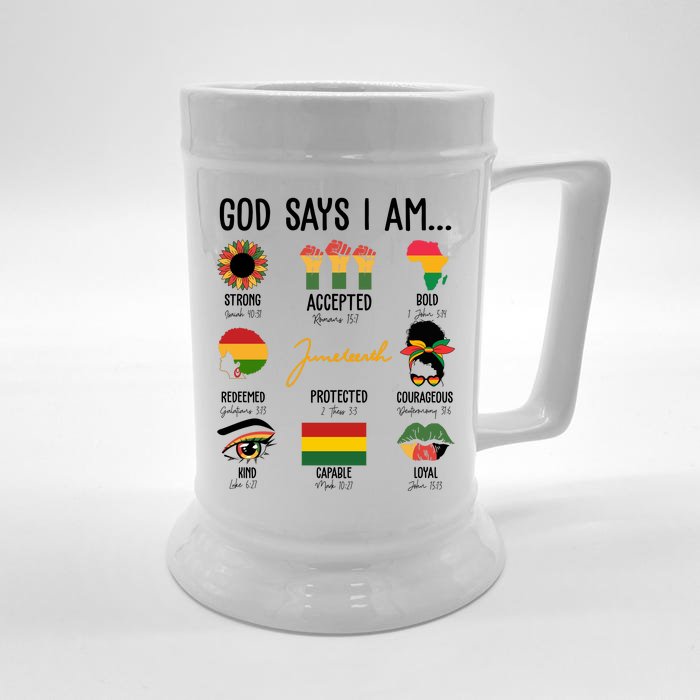 God Says I Am Celebrating Black Freedom 1865 Juneteenth Front & Back Beer Stein