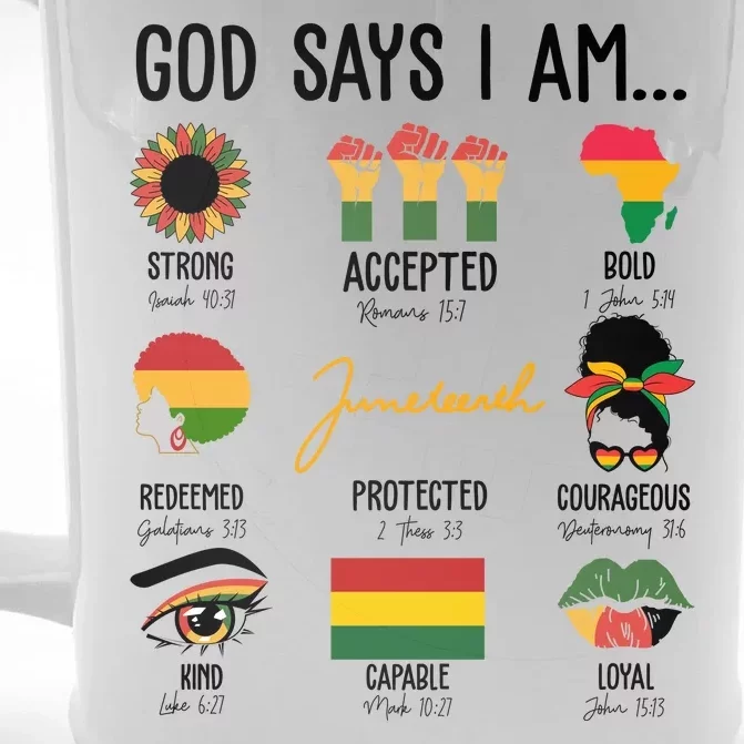 God Says I Am Celebrating Black Freedom 1865 Juneteenth Front & Back Beer Stein