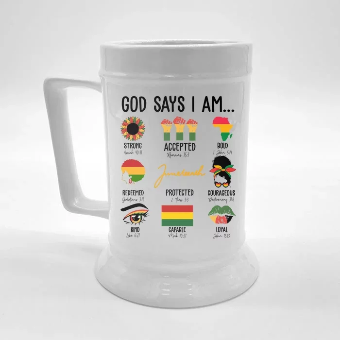 God Says I Am Celebrating Black Freedom 1865 Juneteenth Front & Back Beer Stein