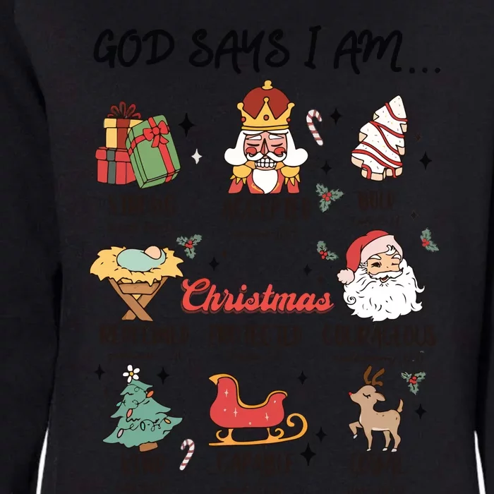 God Says I Am Christmas Bible Verse Turkey God Jesus Womens California Wash Sweatshirt