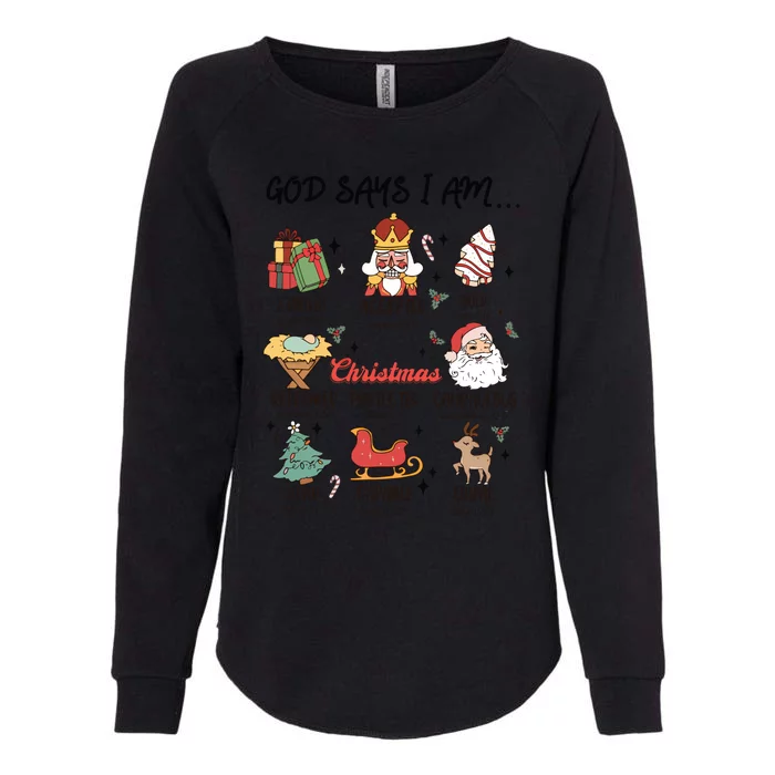 God Says I Am Christmas Bible Verse Turkey God Jesus Womens California Wash Sweatshirt