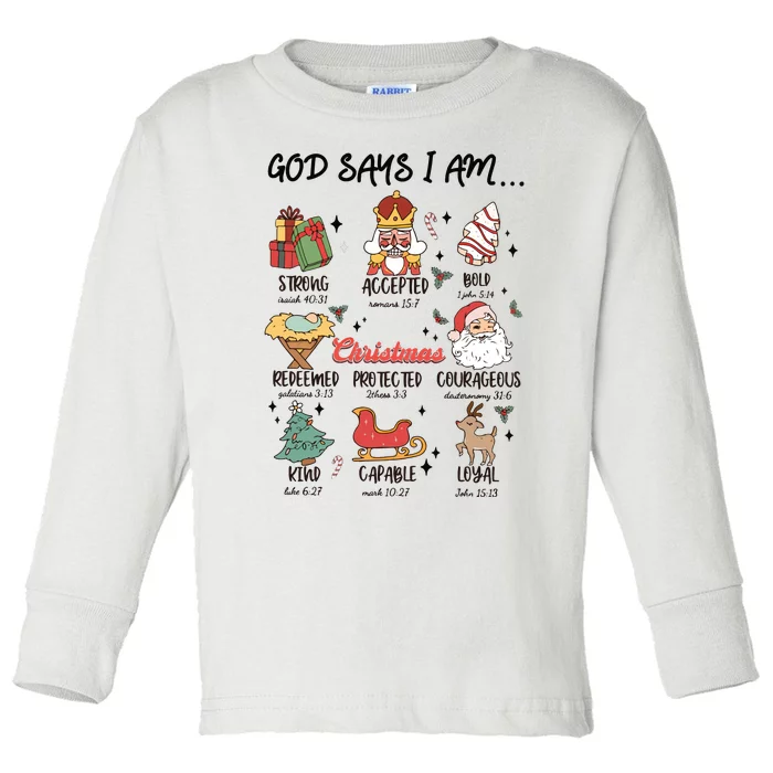 God Says I Am Christmas Bible Verse Turkey God Jesus Toddler Long Sleeve Shirt