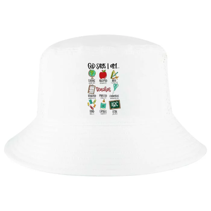 God Says I Am Teacher Cool Comfort Performance Bucket Hat