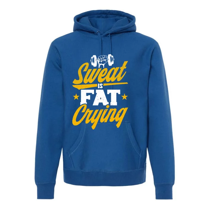 Gym Sweat Is Fat Crying Workout Vintage Weightlifting Gift Premium Hoodie