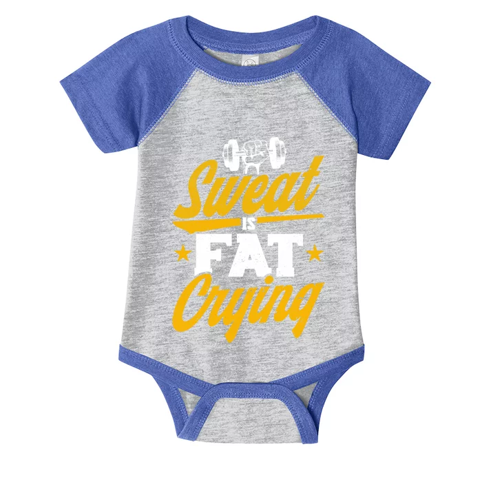 Gym Sweat Is Fat Crying Workout Vintage Weightlifting Gift Infant Baby Jersey Bodysuit