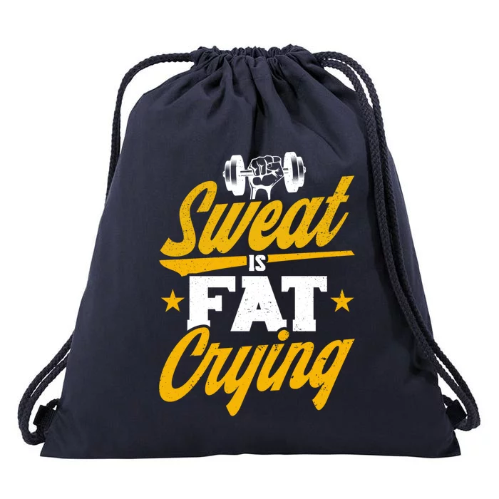 Gym Sweat Is Fat Crying Workout Vintage Weightlifting Gift Drawstring Bag