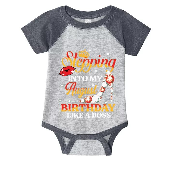 Girl Stepping Into My August Birthday Like A Boss Shoes Gift Infant Baby Jersey Bodysuit