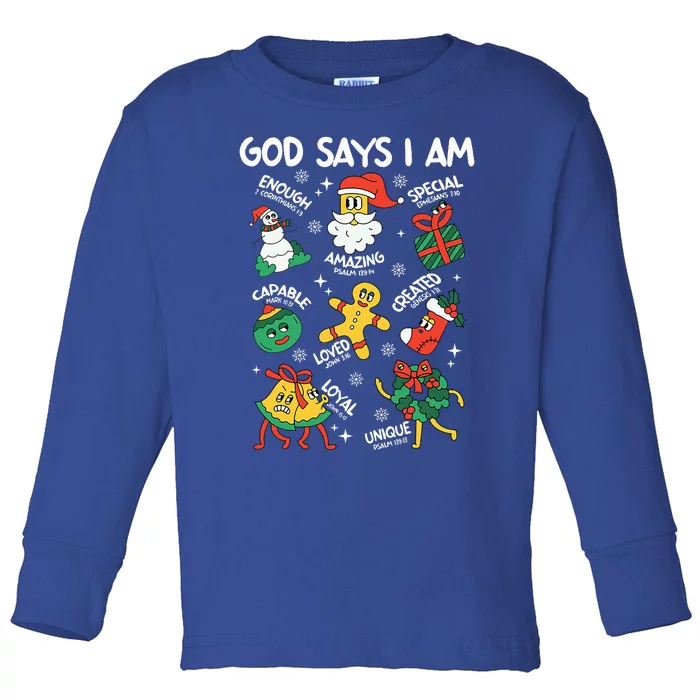 God Says I Am Christmas Lover   Christian Toddler Long Sleeve Shirt