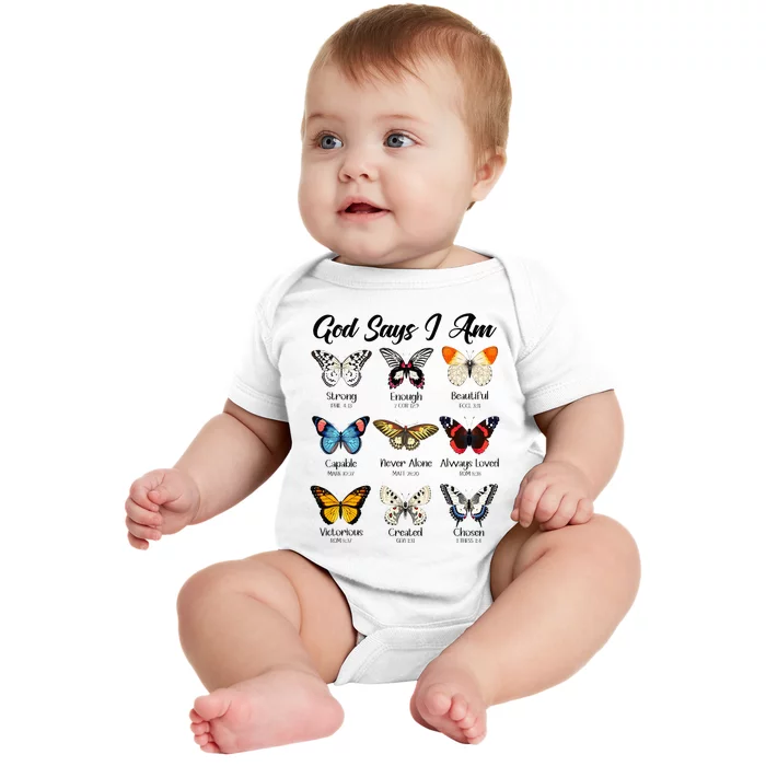 God Says I Am Butterfly Christian Jesus Lover Religious Baby Bodysuit