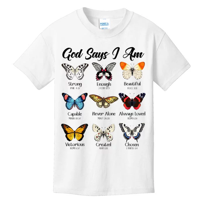 God Says I Am Butterfly Christian Jesus Lover Religious Kids T-Shirt