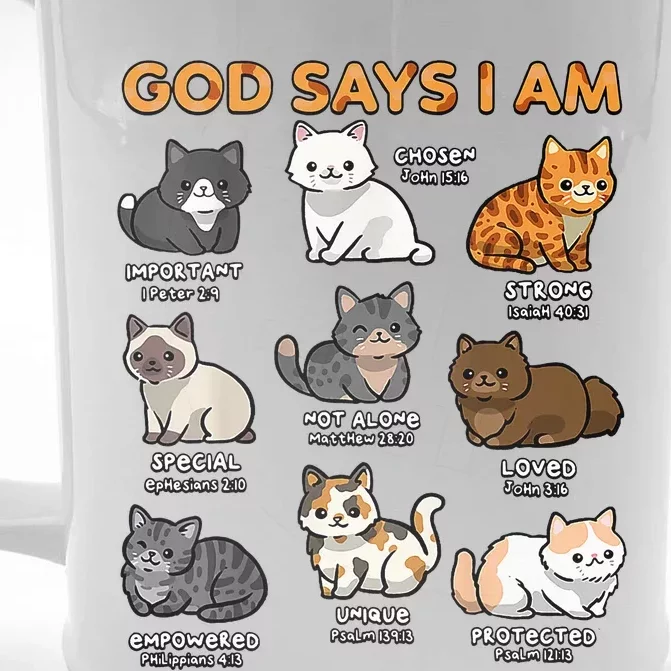 God Says I Am Cat Cute Cats Lover Bible Verse Christian Front & Back Beer Stein