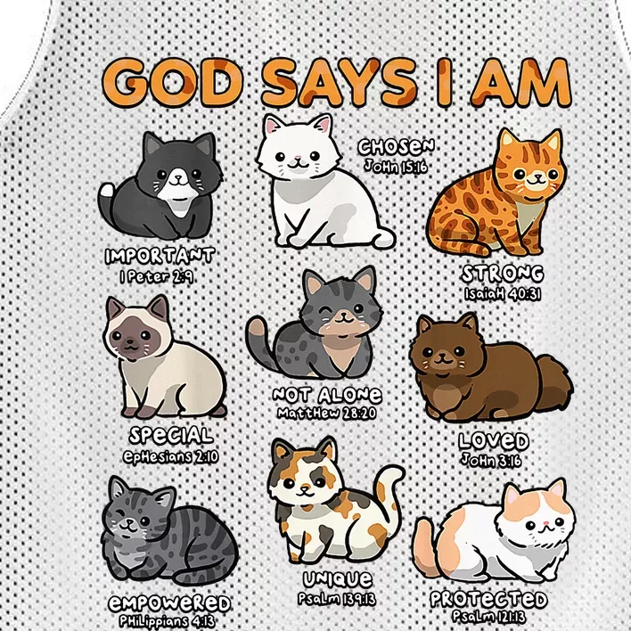 God Says I Am Cat Cute Cats Lover Bible Verse Christian Mesh Reversible Basketball Jersey Tank