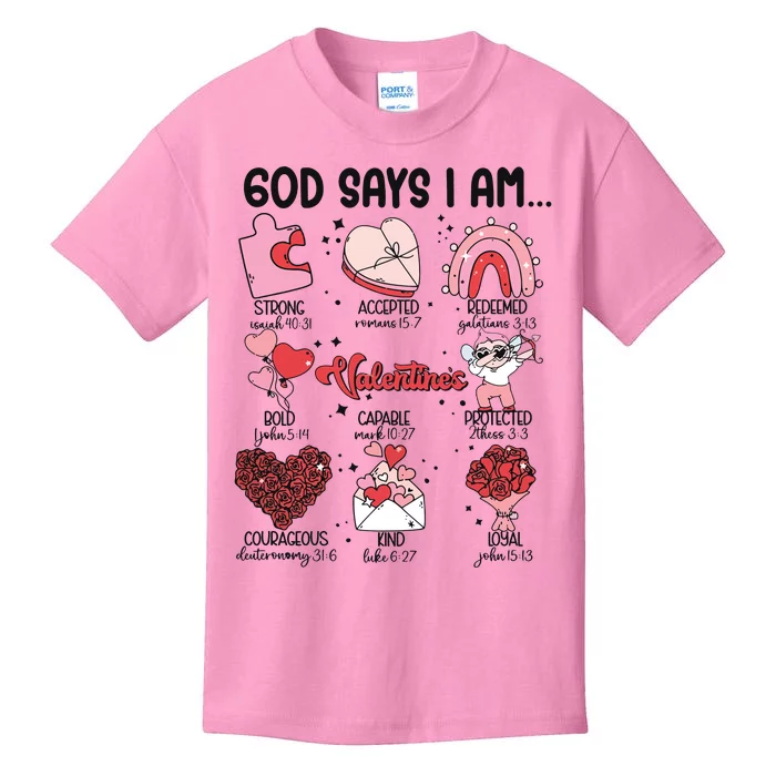 God Says I Am Valentine Funny Jesus Valentines Kids T-Shirt