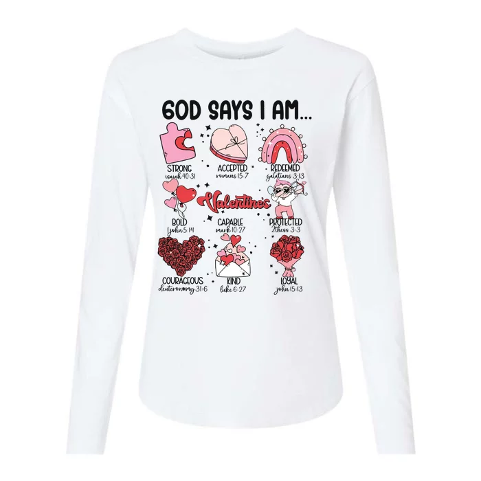 God Says I Am Valentine Funny Jesus Valentines Womens Cotton Relaxed Long Sleeve T-Shirt