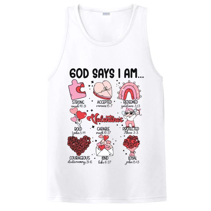 God Says I Am Valentine Funny Jesus Valentines Performance Tank