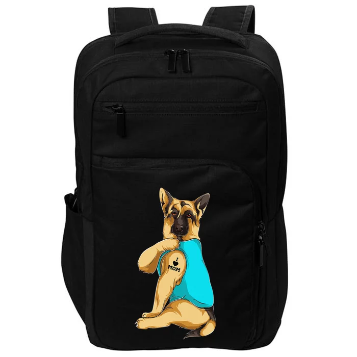 German Shepherd I Love Mom Tattoo Apparel Dog Mom Impact Tech Backpack