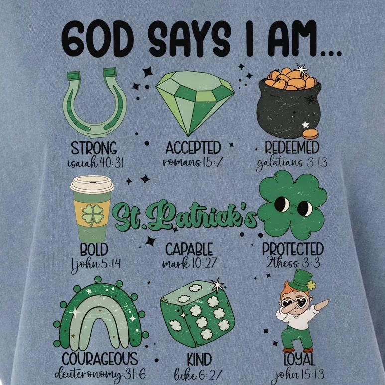 God Says I Am Retro St PatrickS Day Garment-Dyed Women's Muscle Tee