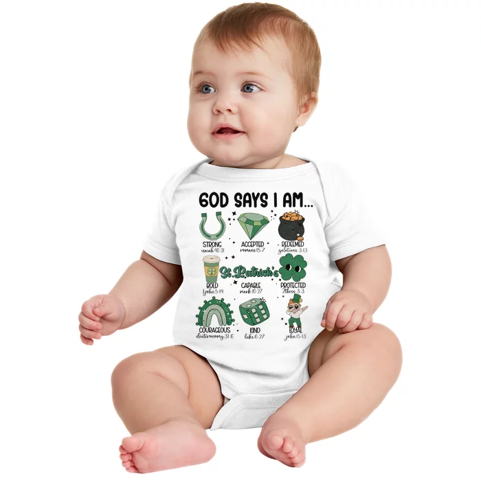 God Says I Am Retro St PatrickS Day Baby Bodysuit