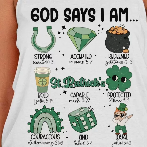 God Says I Am Retro St PatrickS Day Women's Knotted Racerback Tank