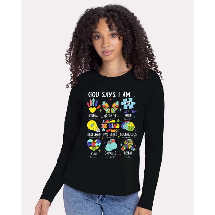 God Says I Am Be Kind Autism Awareness Sped Womens Cotton Relaxed Long Sleeve T-Shirt