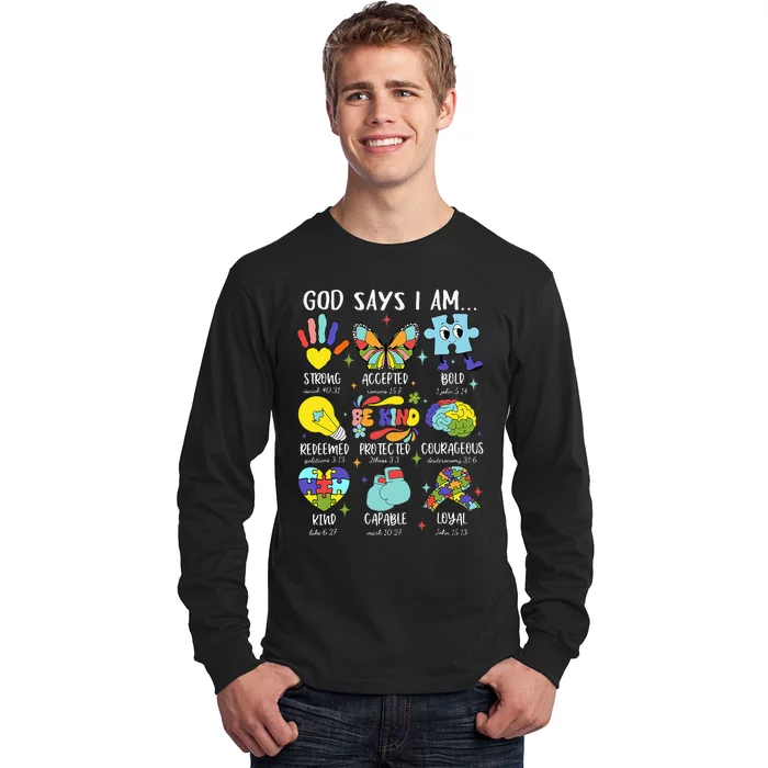 God Says I Am Be Kind Autism Awareness Sped Long Sleeve Shirt