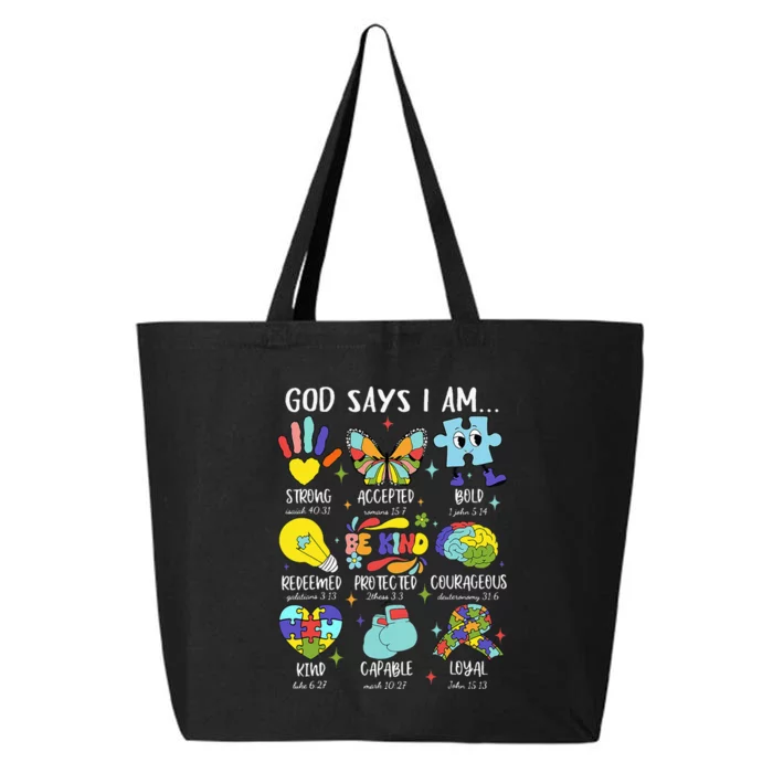 God Says I Am Be Kind Autism Awareness Sped 25L Jumbo Tote