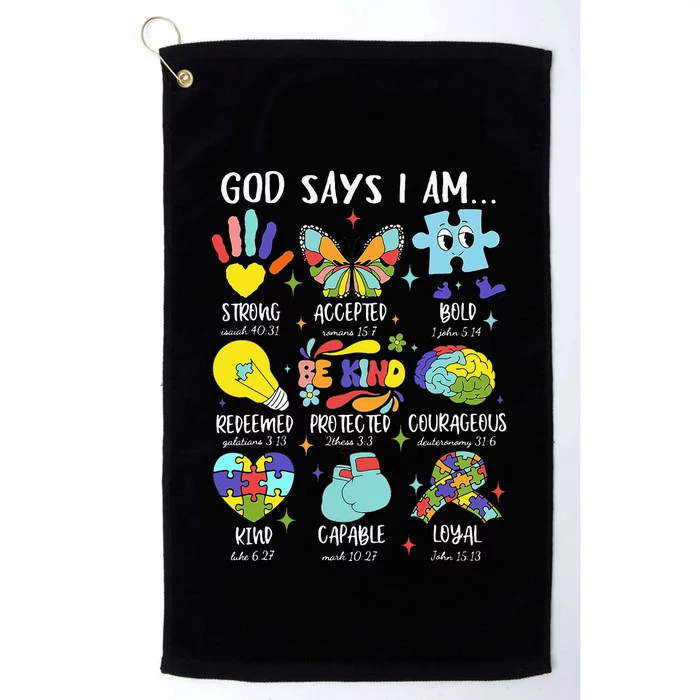 God Says I Am Be Kind Autism Awareness Sped Platinum Collection Golf Towel