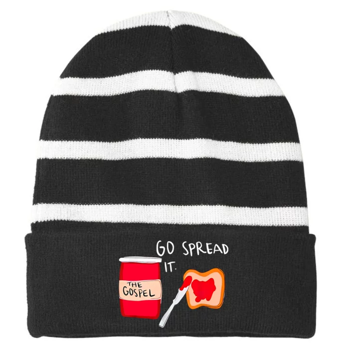 Go Spread It Funny Striped Beanie with Solid Band