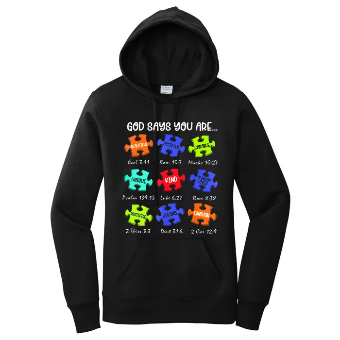 God Says I Am Autism Awareness Retro Be Kind Women's Pullover Hoodie