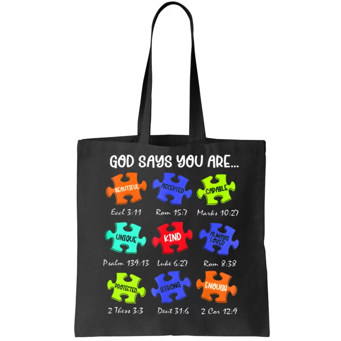 God Says I Am Autism Awareness Retro Be Kind Tote Bag